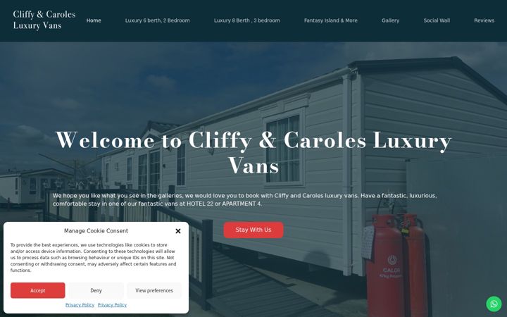 Screenshot of cliffyandcarolesluxuryvans.com