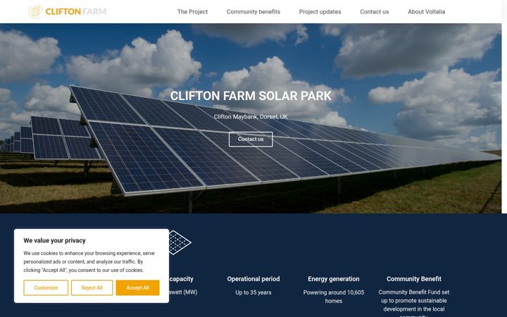Capture d'écran de cliftonfarmsolarpark.co