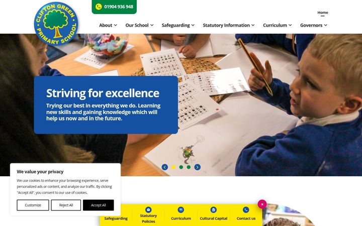 Screenshot of cliftongreenprimary.co.uk