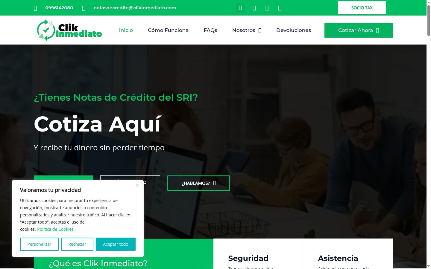 Screenshot del banner di consenso mostrato prima di qualsiasi interazione