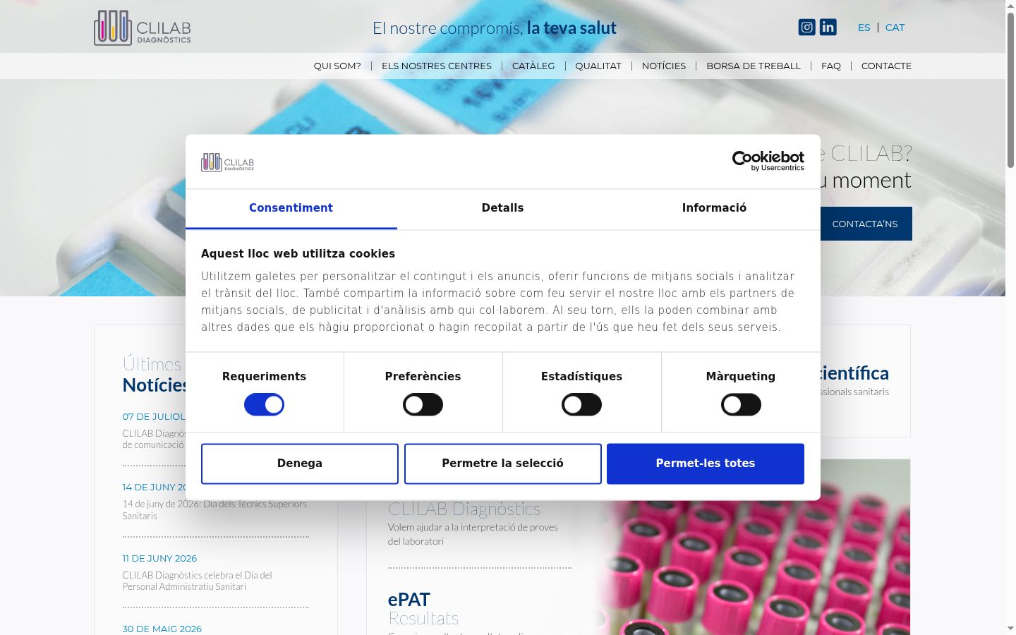 Capture d'écran de la bannière de consentement affichée avant toute interaction