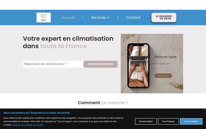 Snímek obrazovky clim-cozy.fr
