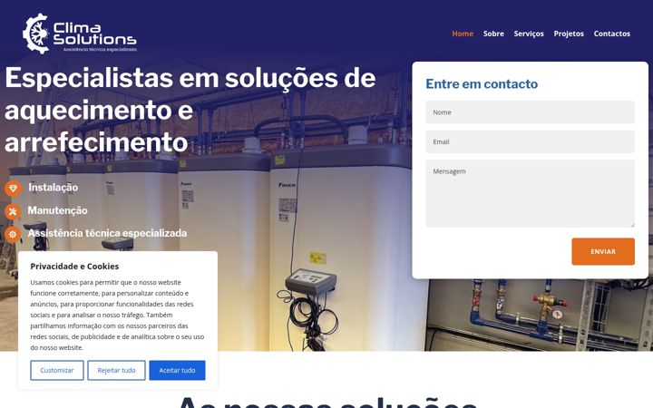 Posnetek zaslona clima-solutions.pt