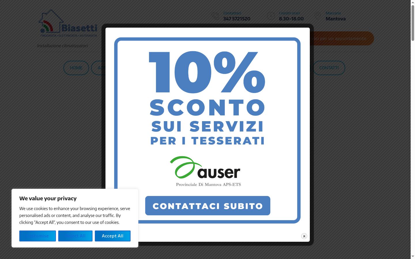 Screenshot of the consent banner shown before any interaction