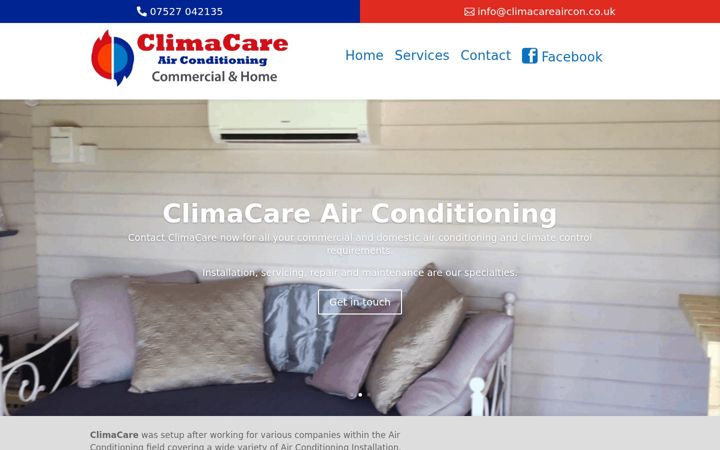 Screenshot of climacareaircon.co.uk