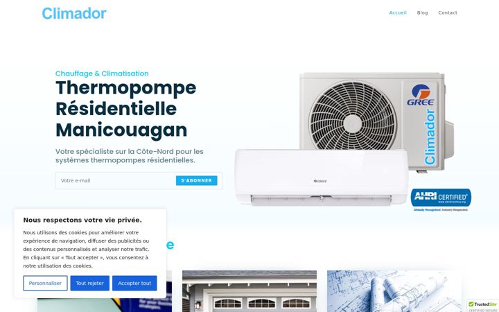 Skärmbild av climador.ca