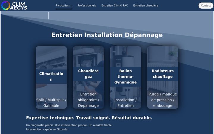Screenshot of climaegys.fr