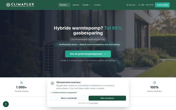 Screenshot of climaflux.nl