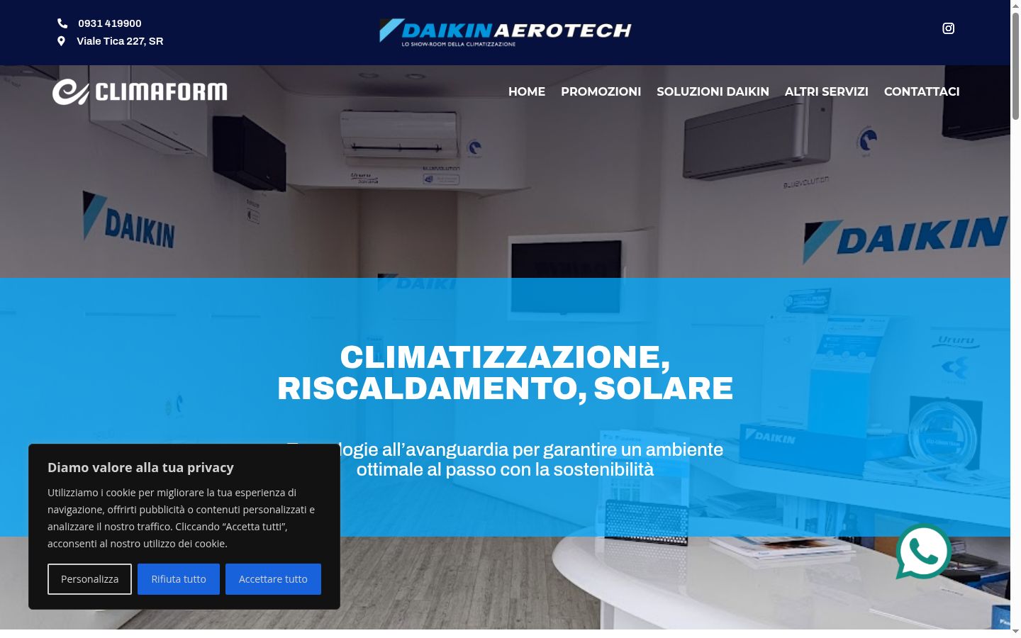 Screenshot del banner di consenso mostrato prima di qualsiasi interazione