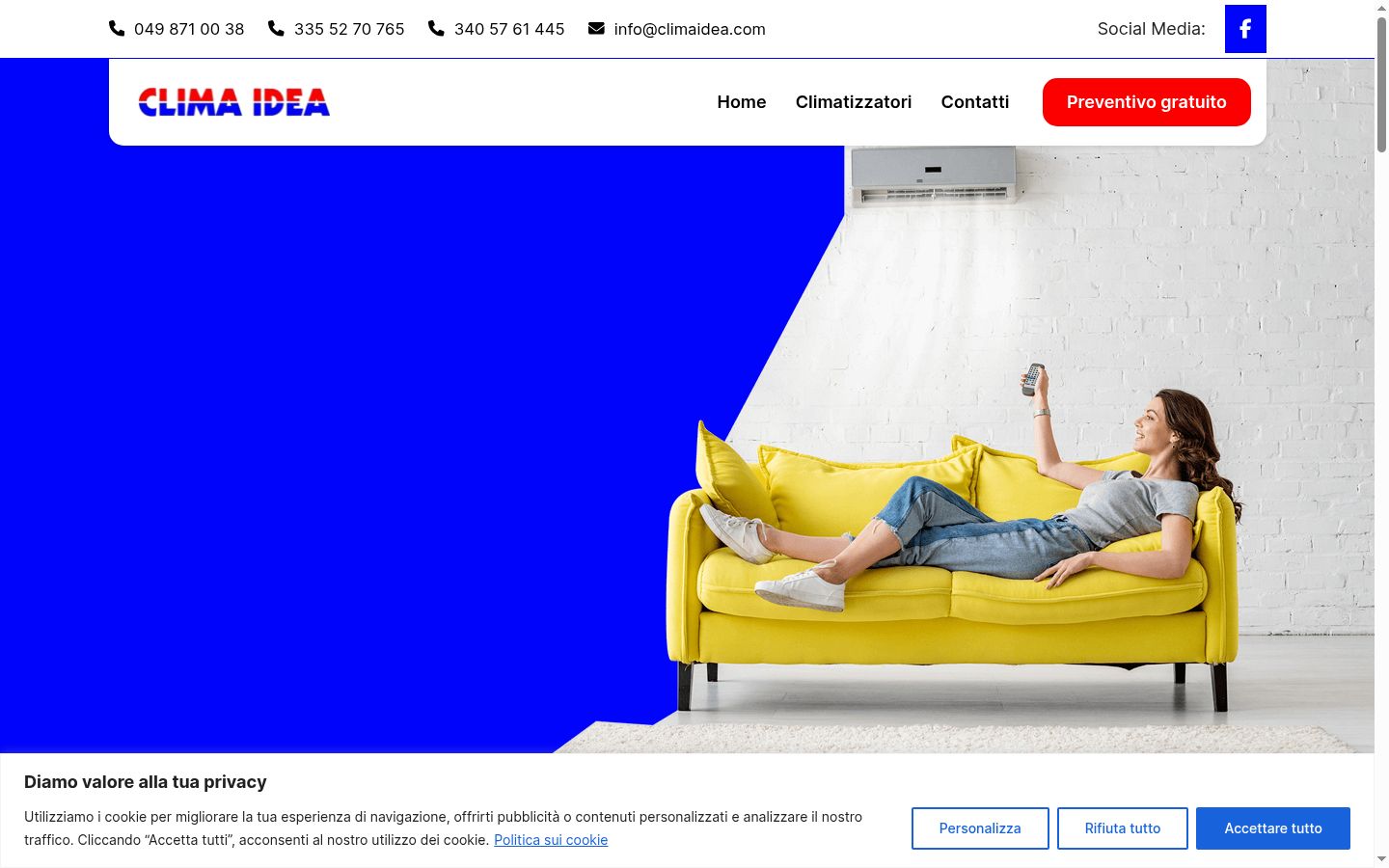 Captura de pantalla del banner de consentimiento mostrado antes de cualquier interacción