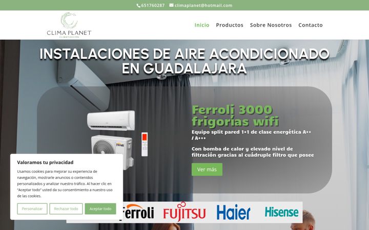 Screenshot stránky climaplanet.es