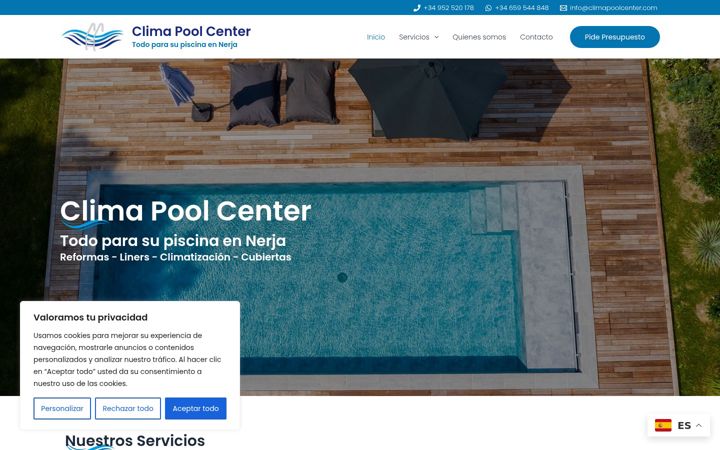 Screenshot of climapoolcenter.com