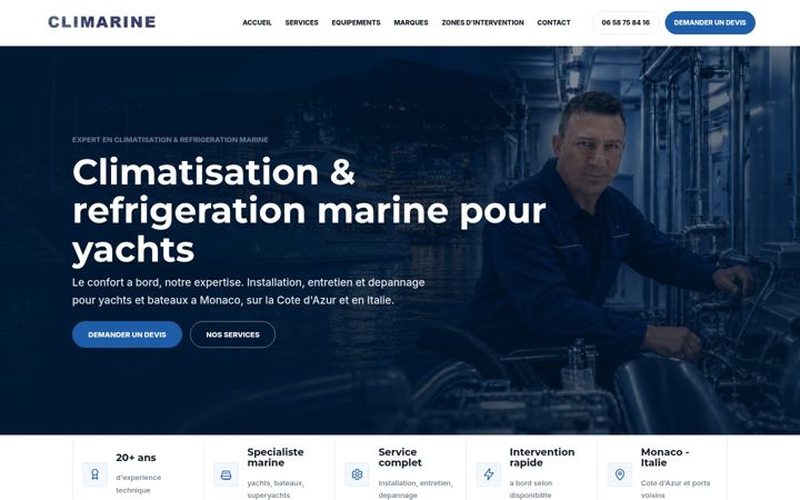 Captură de ecran a climarine.net
