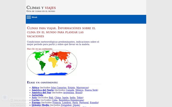 Screenshot of climasyviajes.com