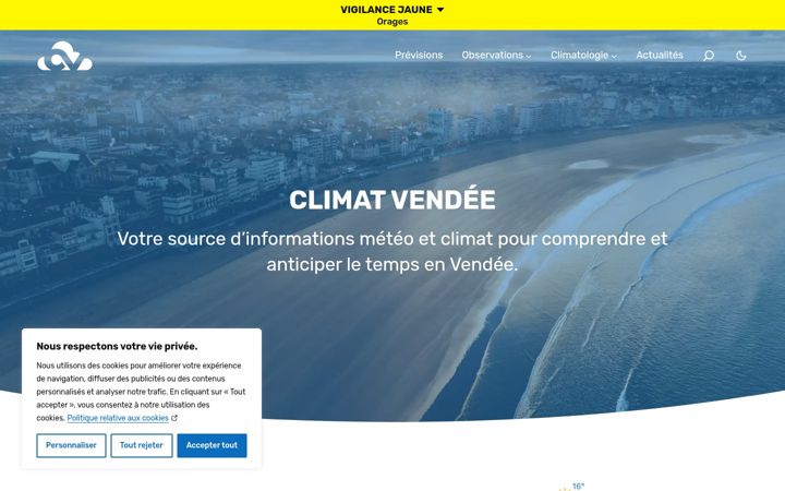Snímek obrazovky climat-vendee.fr