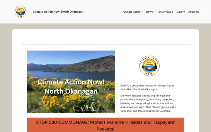 Skärmbild av climateactionnownorthokanagan.ca