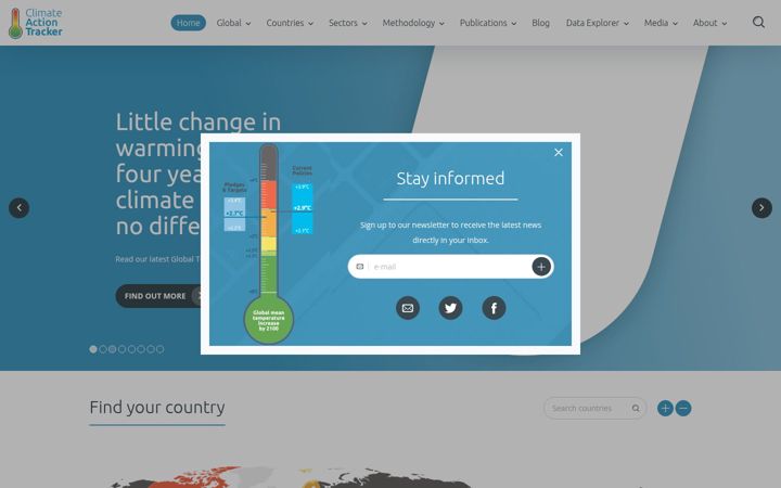 Skjámynd af climateactiontracker.org