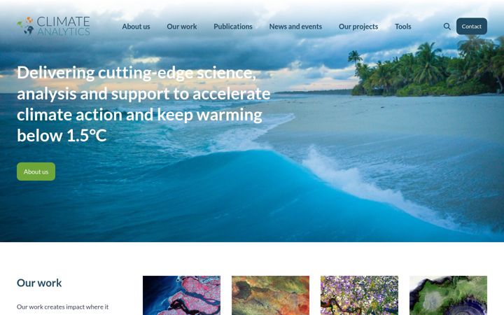 Screenshot of climateanalytics.org