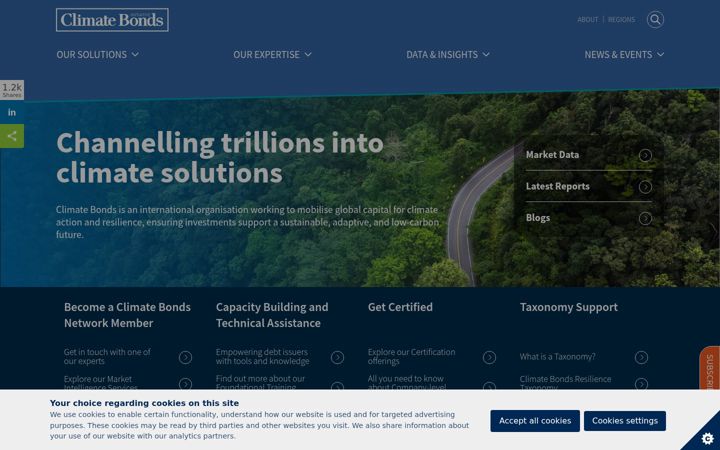 Screenshot of climatebonds.net