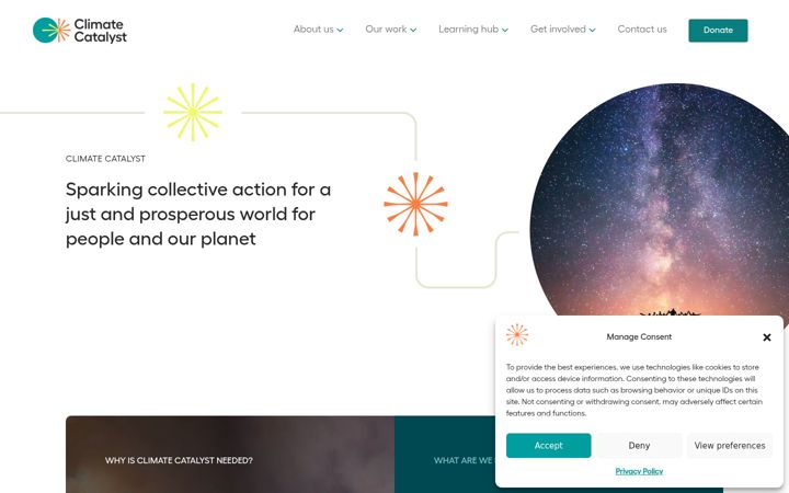 Screenshot stránky climatecatalyst.org