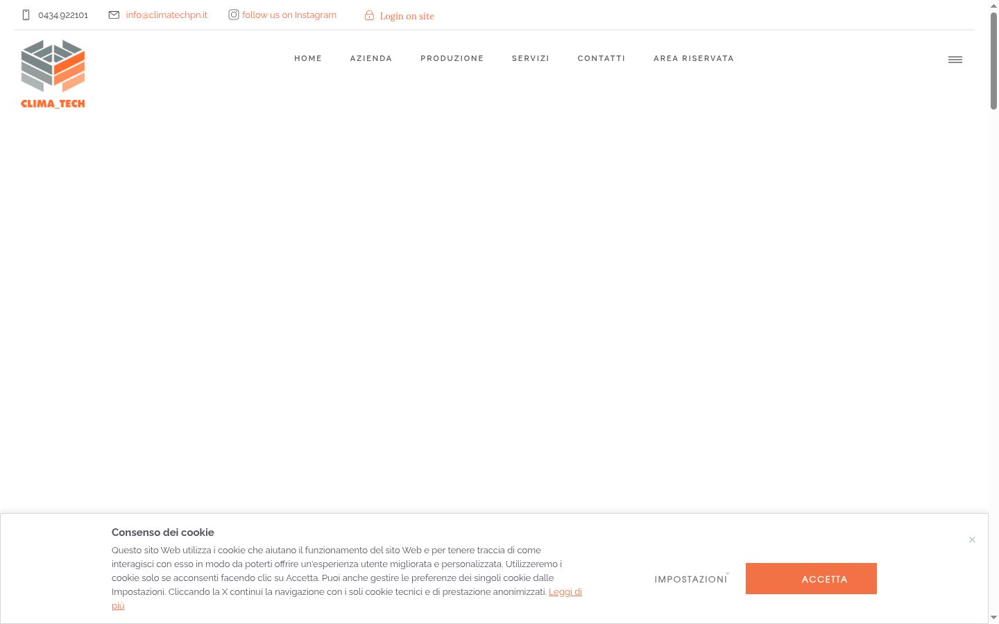 Screenshot del banner di consenso mostrato prima di qualsiasi interazione