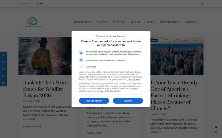 Screenshot of climatecompass247.com