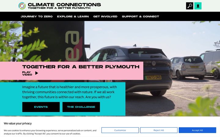 Screenshot of climateconnectionsplymouth.co.uk