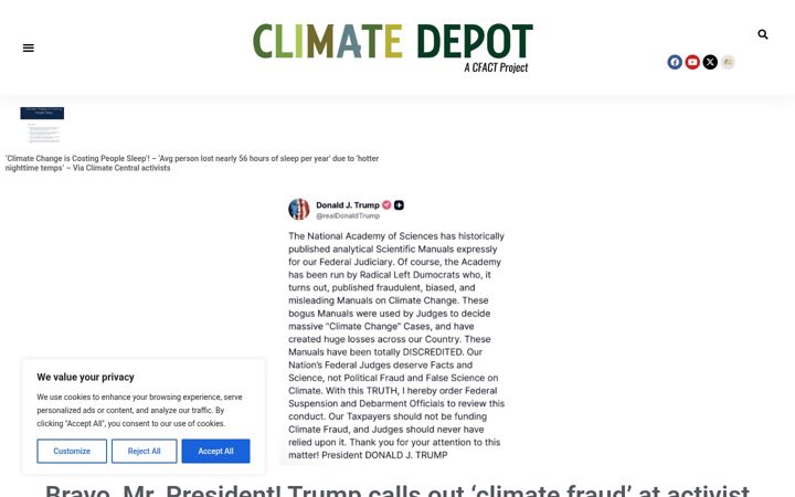 Screenshot of climatedepot.com