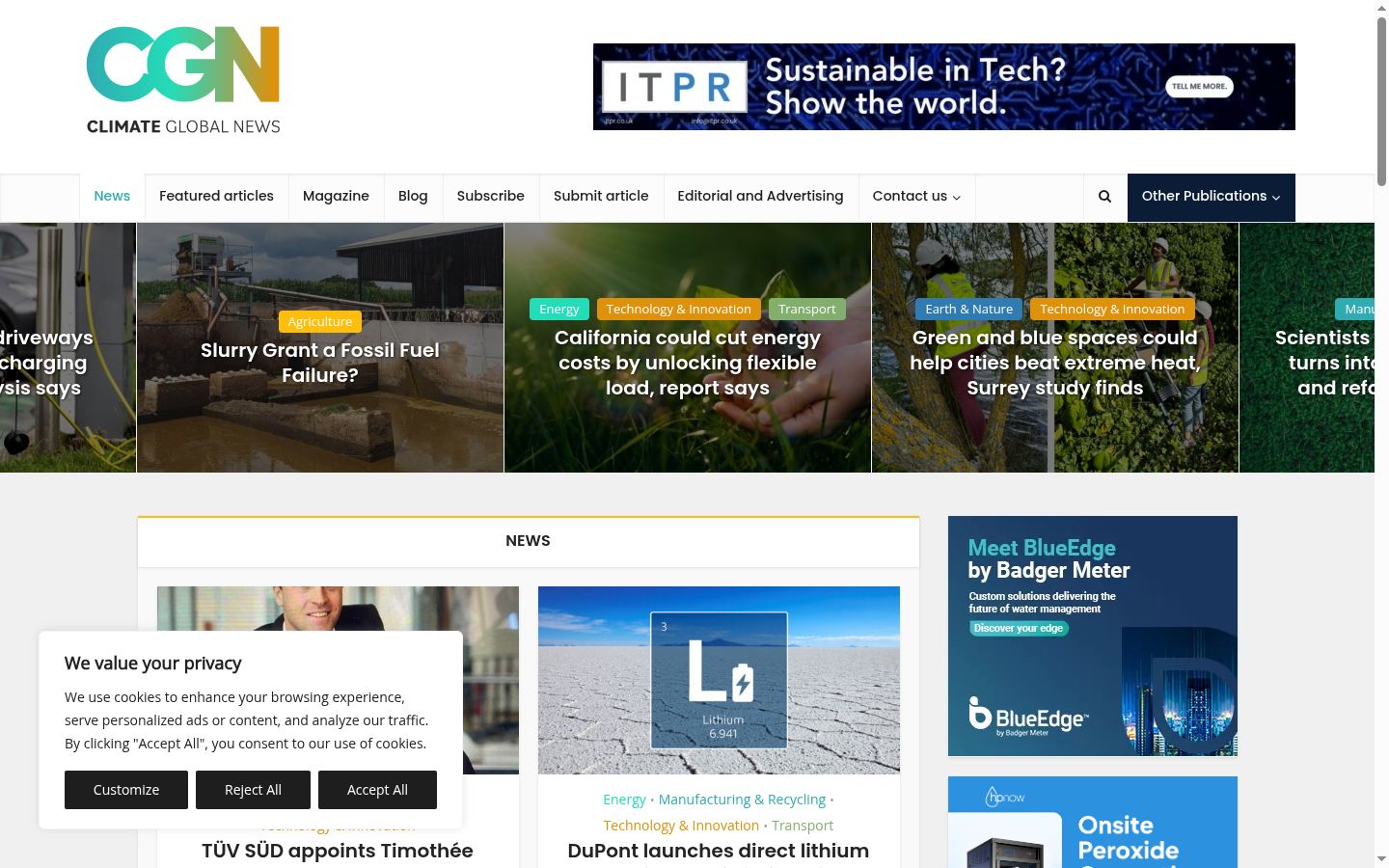 Screenshot del banner di consenso mostrato prima di qualsiasi interazione