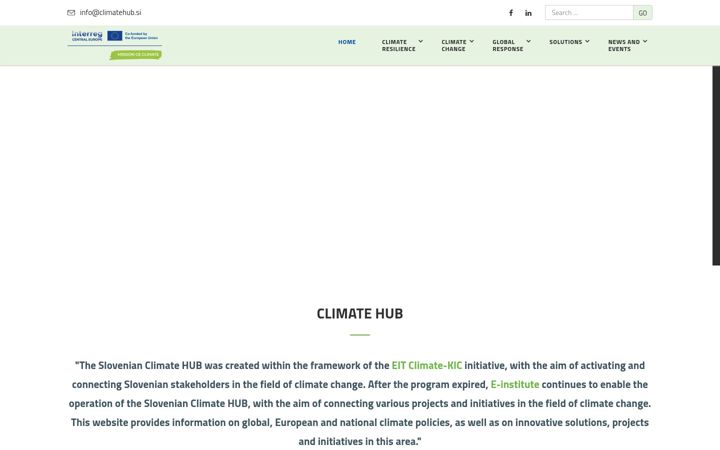 Screenshot di climatehub.si