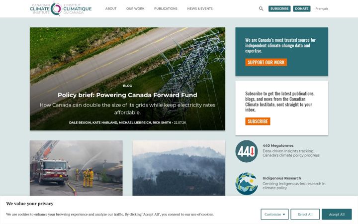 Skärmbild av climateinstitute.ca