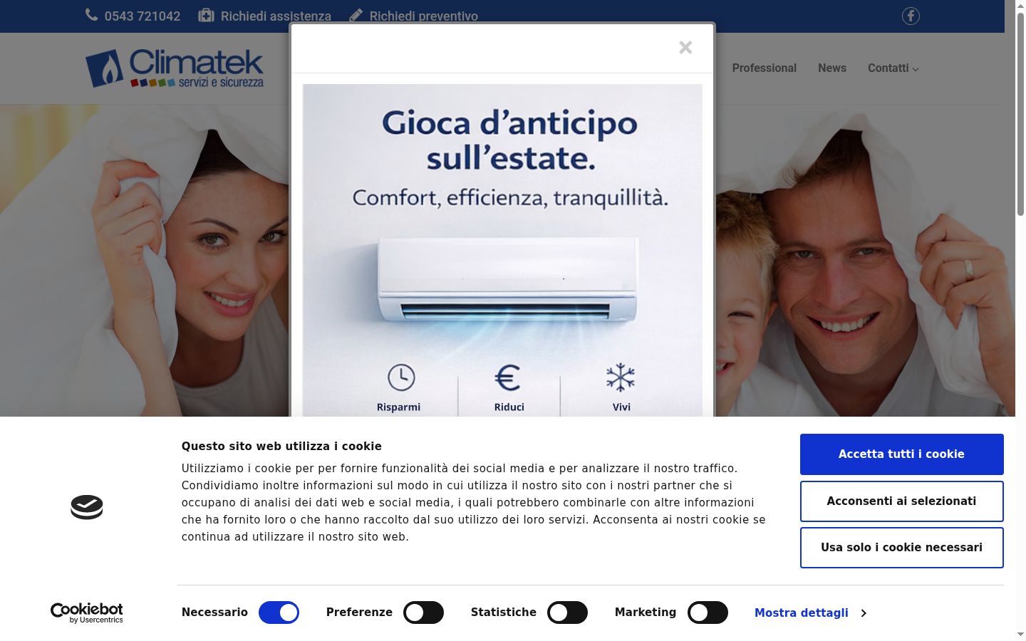Screenshot del banner di consenso mostrato prima di qualsiasi interazione