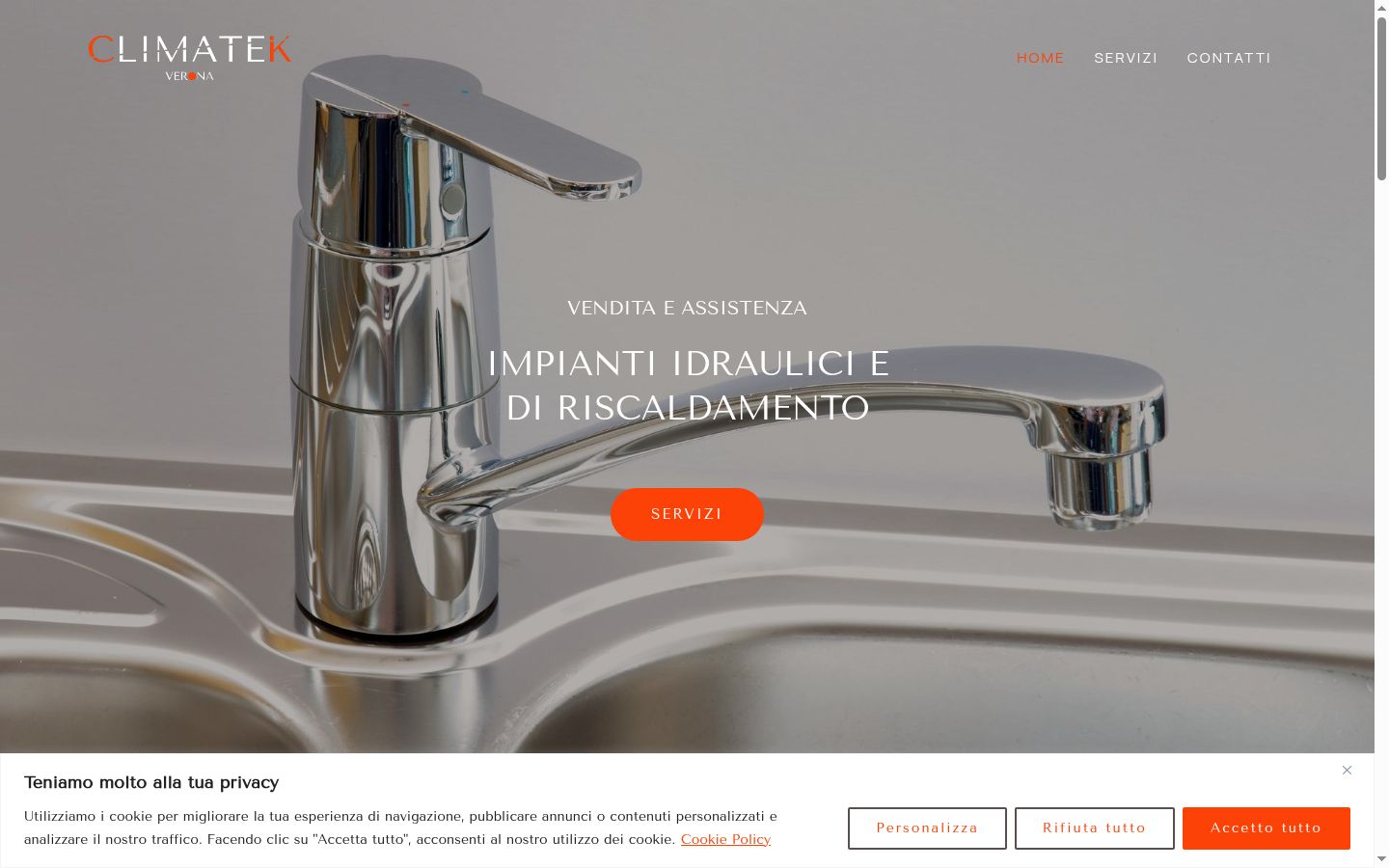 Screenshot del banner di consenso mostrato prima di qualsiasi interazione