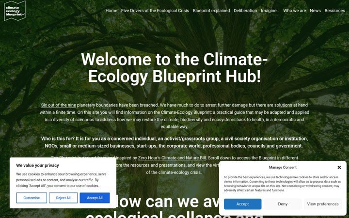 Screenshot stránky climatenatureemergency.org