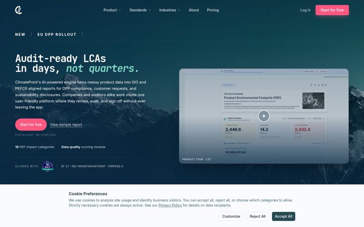 Screenshot of climatepoint.com