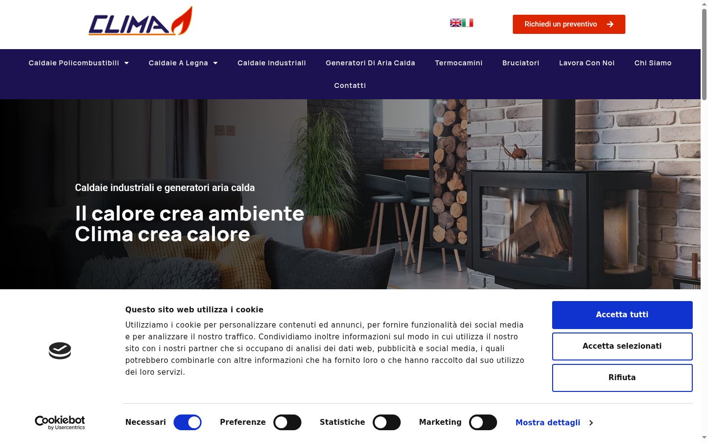 Screenshot del banner di consenso mostrato prima di qualsiasi interazione