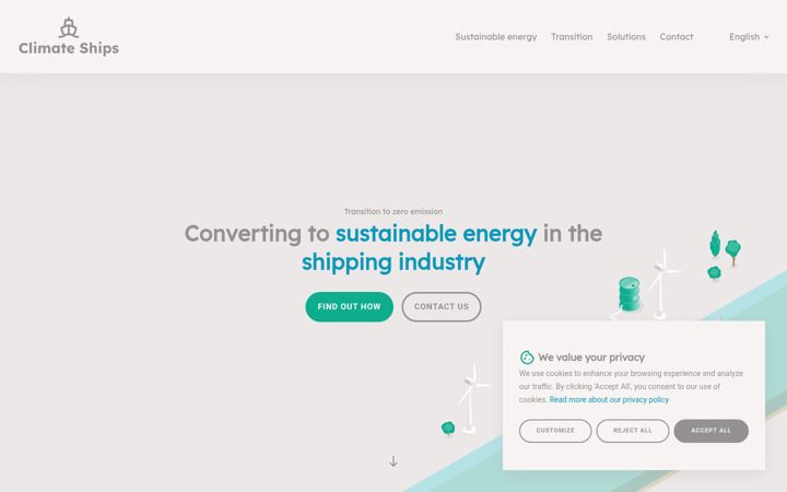 Captura de pantalla de climateships.eu