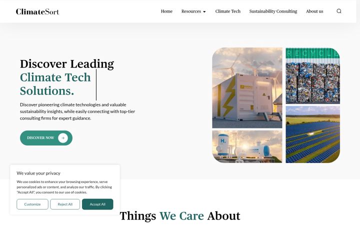 Screenshot of climatesort.com