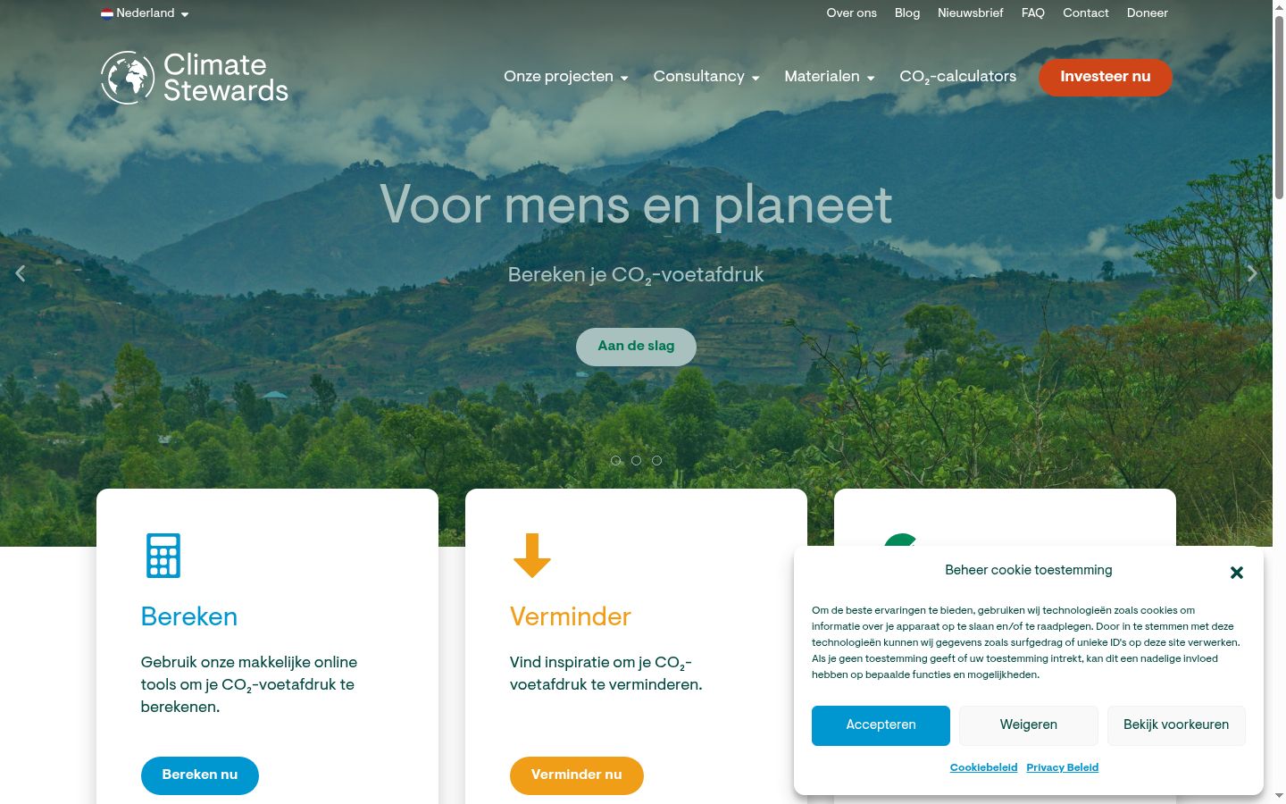 Screenshot del banner di consenso mostrato prima di qualsiasi interazione