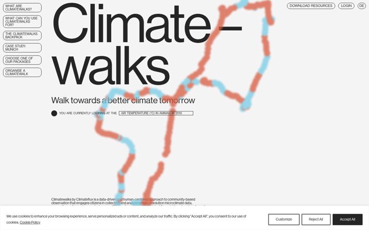 Screenshot of climatewalks.com
