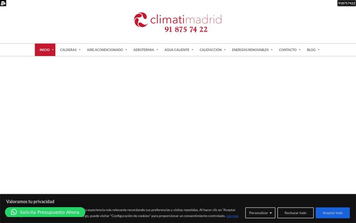 Screenshot stránky climatimadrid.es