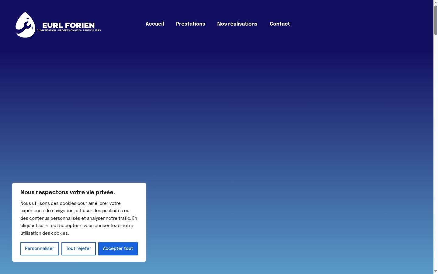 Screenshot of the consent banner shown before any interaction