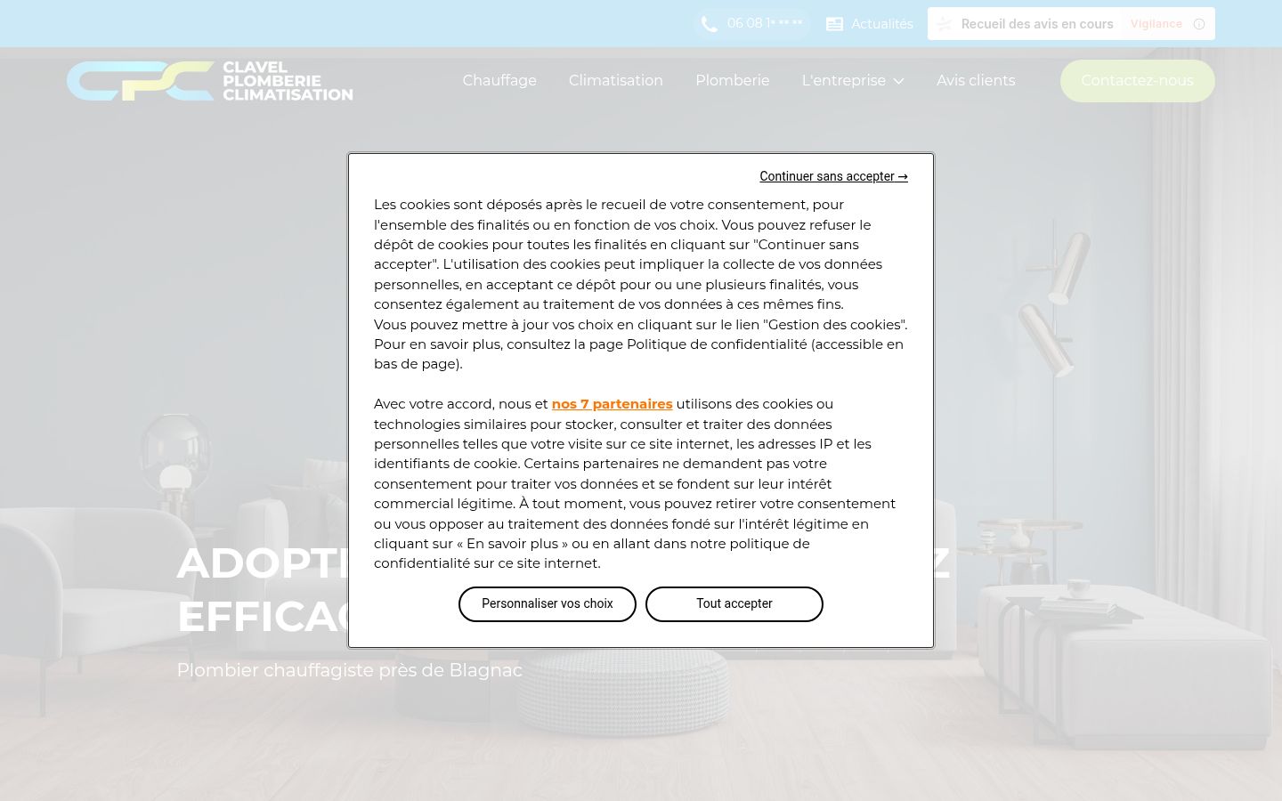 Screenshot of the consent banner shown before any interaction