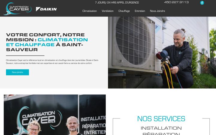 Skärmbild av climatisationcayer.ca