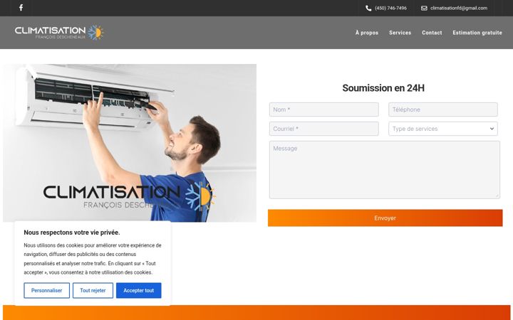 Skärmbild av climatisationdescheneaux.ca