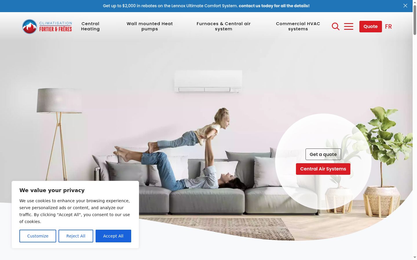 Screenshot of the consent banner shown before any interaction