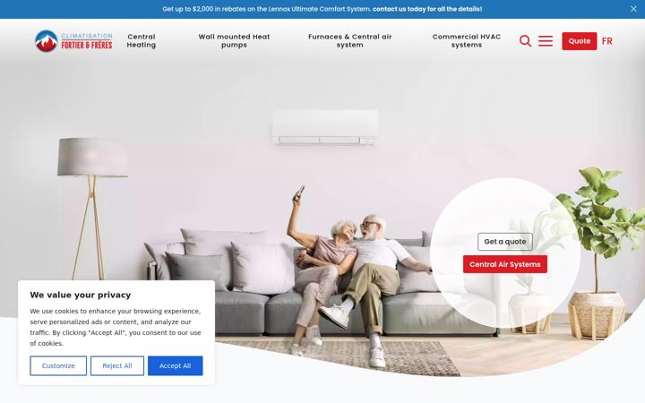 Screenshot of climatisationfortier.com