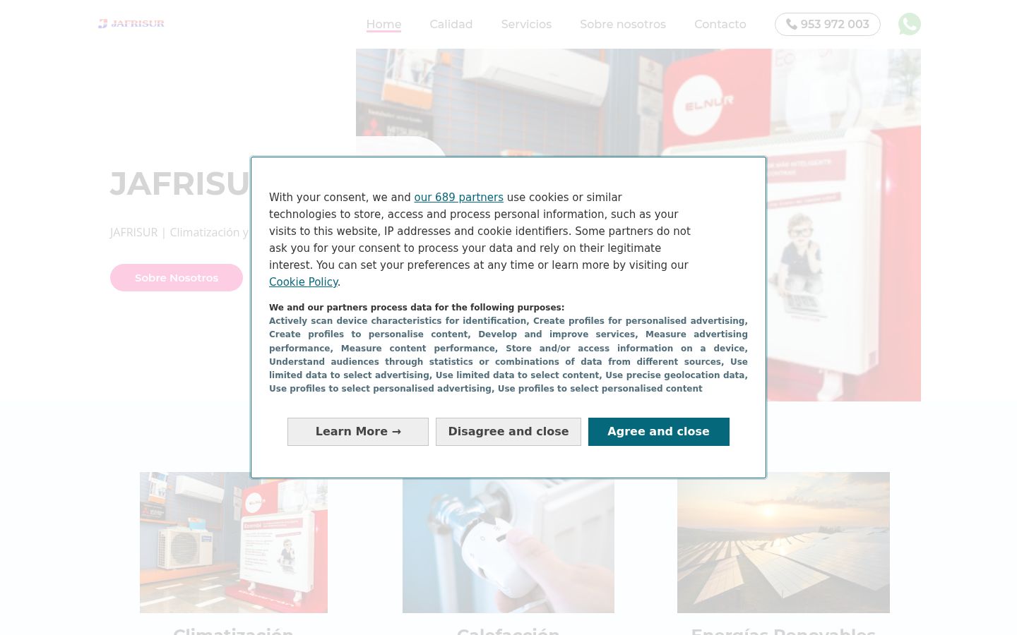 Screenshot tal-banner tal-kunsens muri qabel kwalunkwe interazzjoni