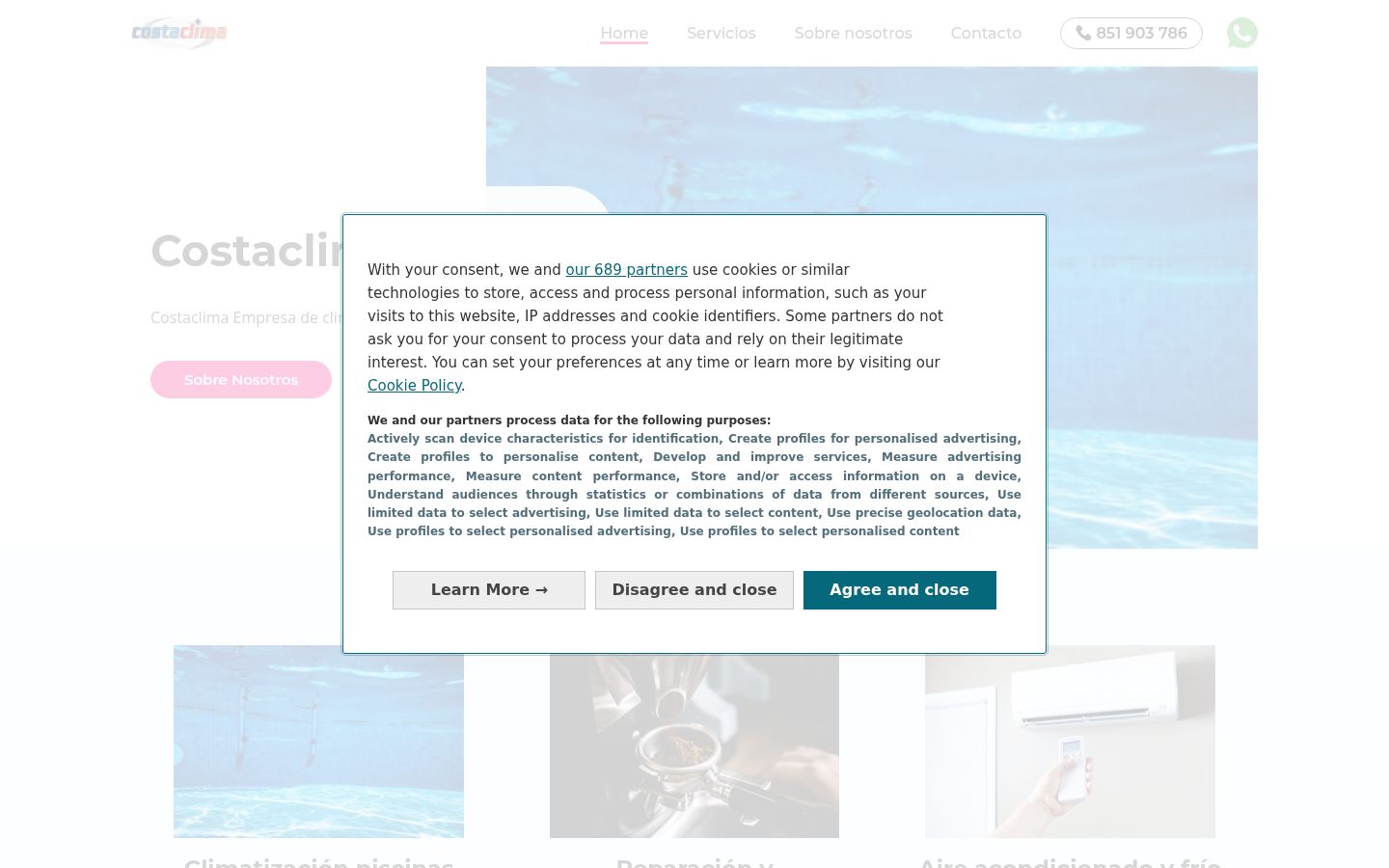 Screenshot tal-banner tal-kunsens muri qabel kwalunkwe interazzjoni