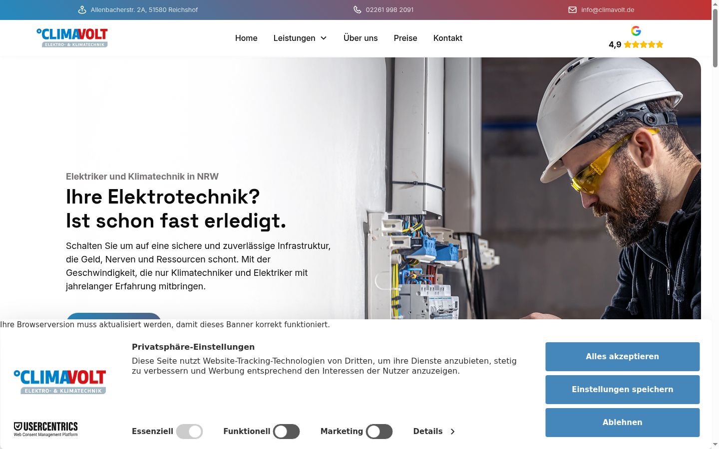 Screenshot of the consent banner shown before any interaction